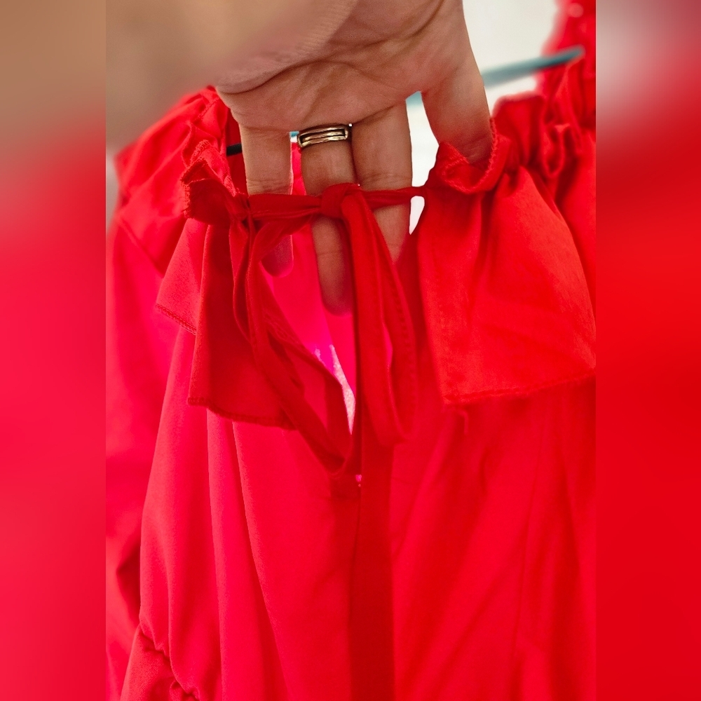 SHEIN Off Shoulder Red Peplum Top - Picture 2 of 5